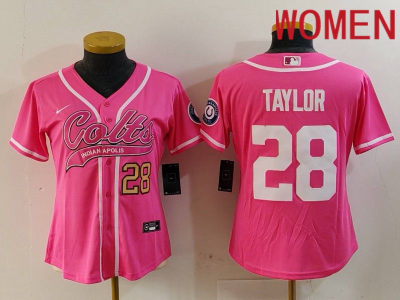 Women Indianapolis Colts #28 Taylor Pink Joint Name 2024 Nike Limited NFL Jersey style 2